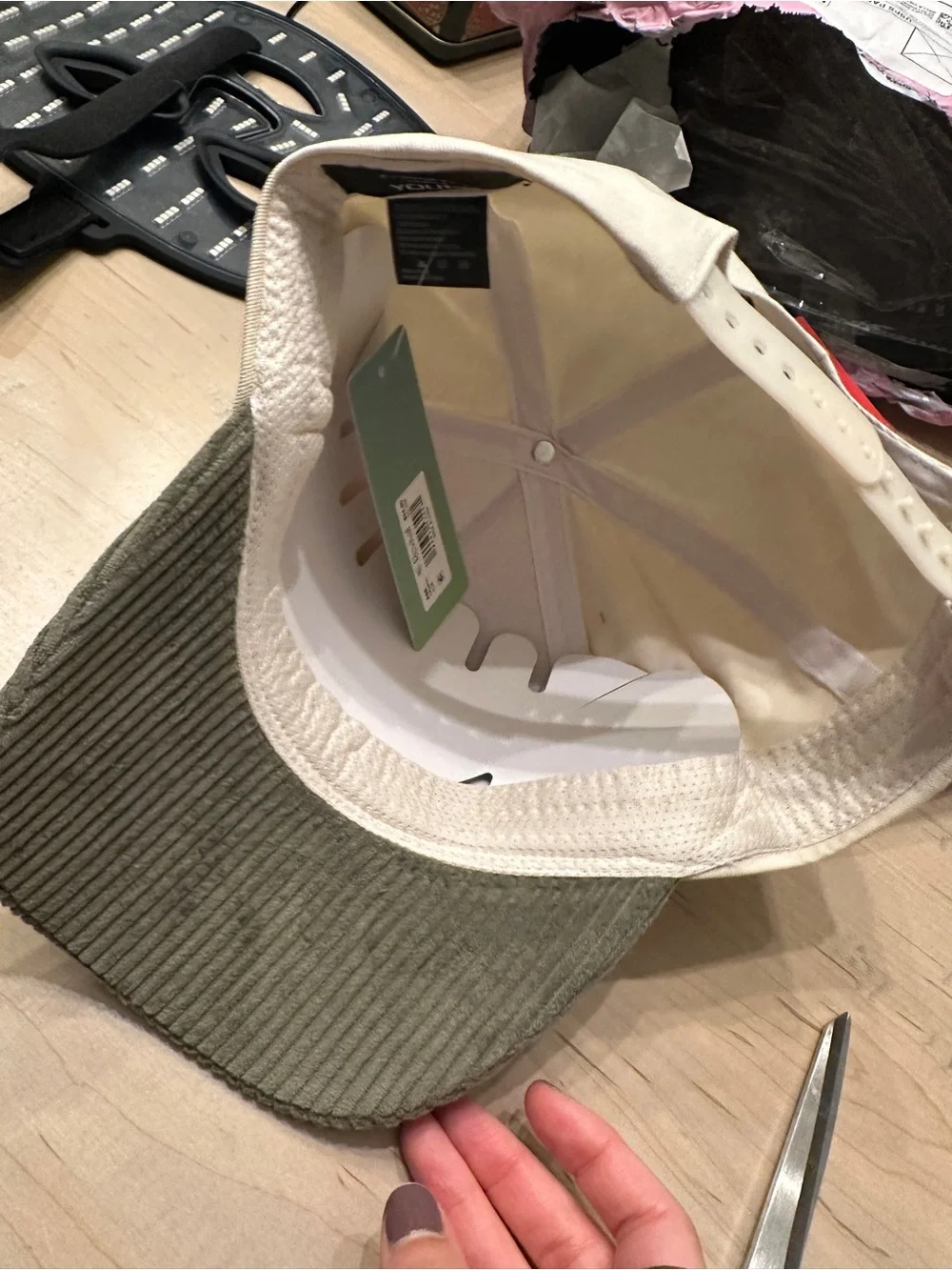 Goodness of God Embroidered Corduroy Brim Cap - Cream & Olive